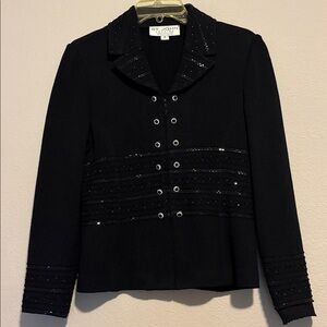 ST. JOHN Evening by Marie Gray Black Knit Blazer 2